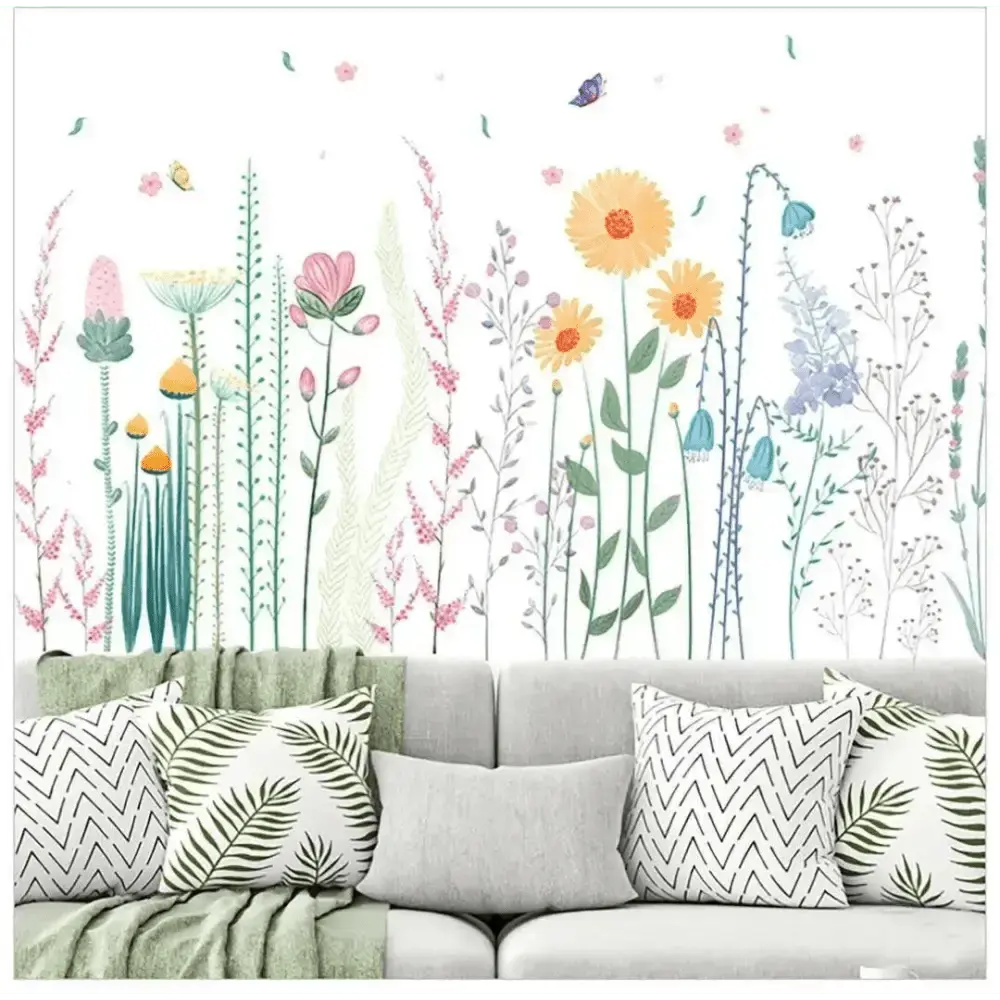 Colorful Wildflower Wallpaper Sticker for Vibrant Spaces - Easy do Wall do