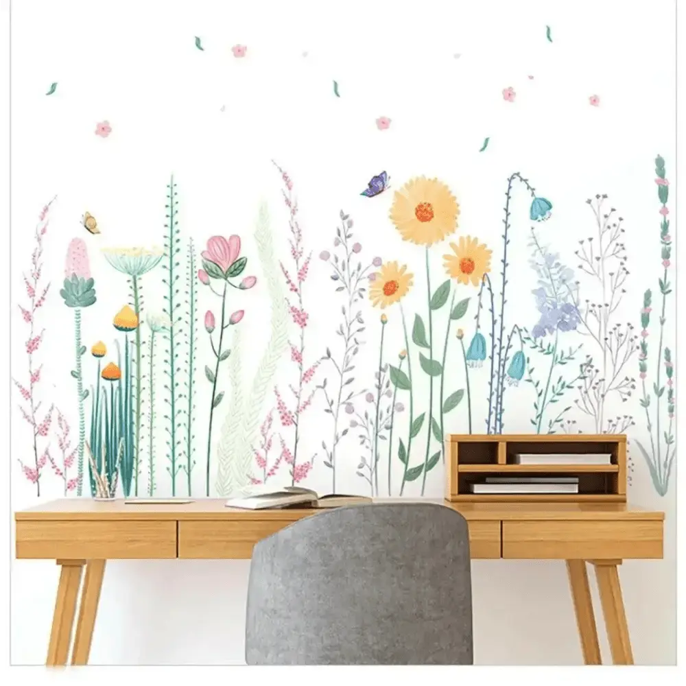Colorful Wildflower Wallpaper Sticker for Vibrant Spaces - Easy do Wall do