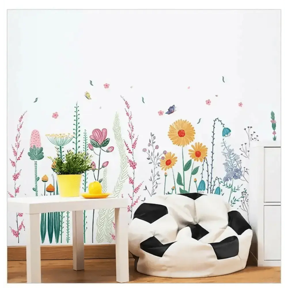 Colorful Wildflower Wallpaper Sticker for Vibrant Spaces - Easy do Wall do