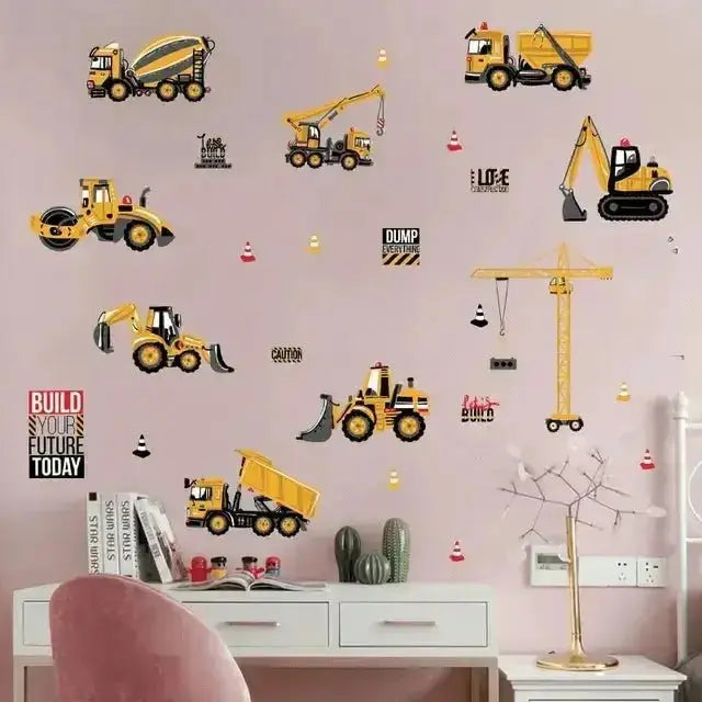 Construction Vehicle Wall Stickers - Fun Kids' Room Decor - Easy do Wall do