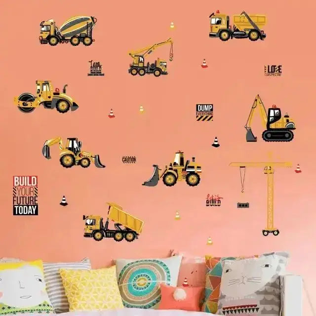 Construction Vehicle Wall Stickers - Fun Kids' Room Decor - Easy do Wall do