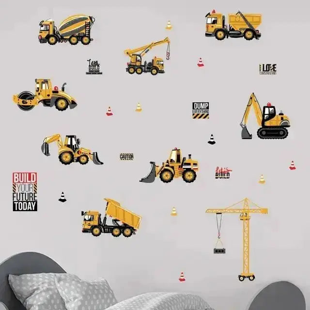 Construction Vehicle Wall Stickers - Fun Kids' Room Decor - Easy do Wall do