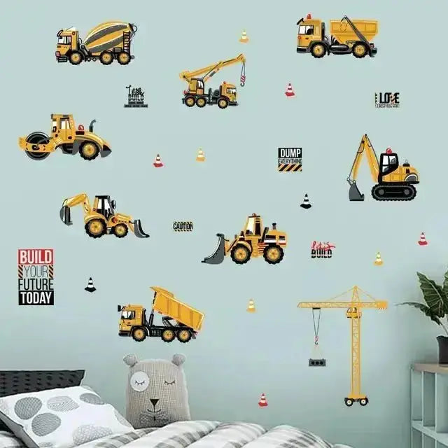 Construction Vehicle Wall Stickers - Fun Kids' Room Decor - Easy do Wall do