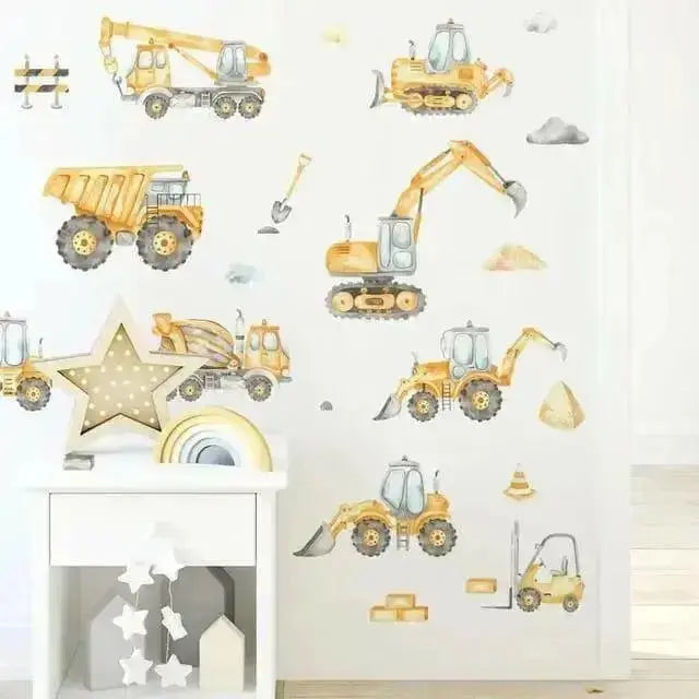 Construction Vehicle Wall Stickers Fun Room Decor - Easy do Wall do