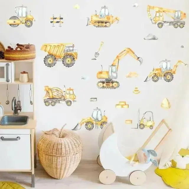 Construction Vehicle Wall Stickers Fun Room Decor - Easy do Wall do