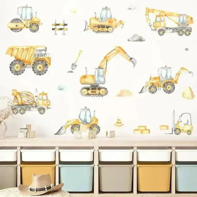 Construction Vehicle Wall Stickers Fun Room Decor - Easy do Wall do