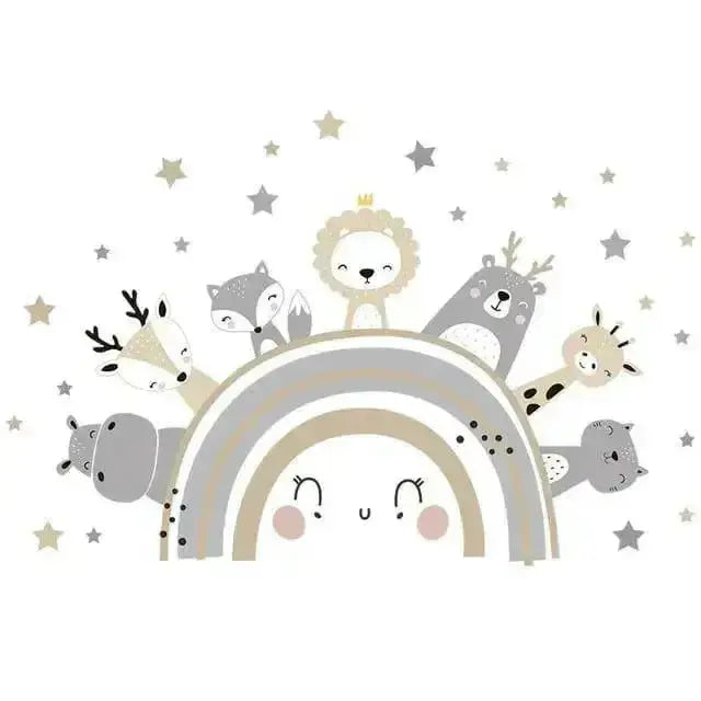 Cute Animal Friends on a Rainbow Wall Stickers for Kids - Easy do Wall do
