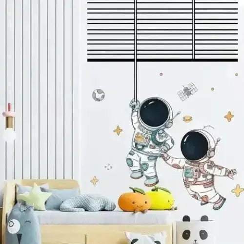 Cute Astronaut Space Wallpaper Stickers - Playful Space Decor - Easy do Wall do
