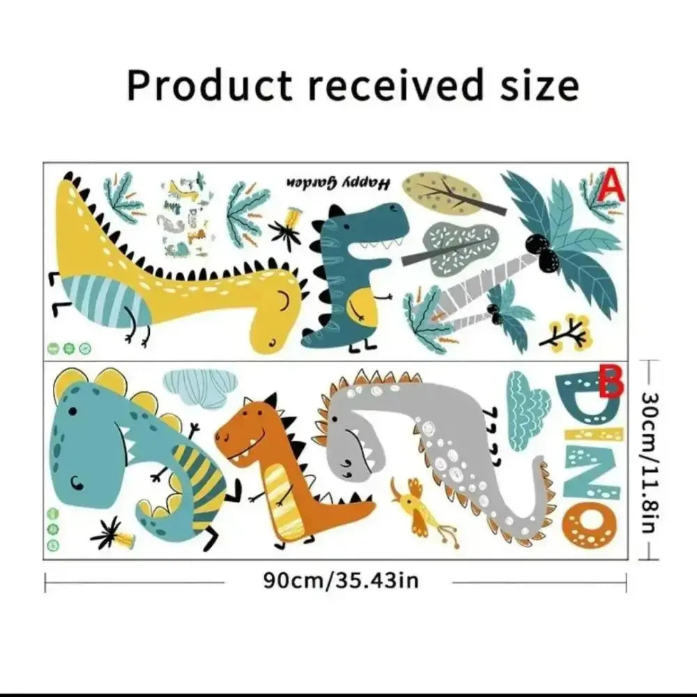 Cute Cartoon Happy Dinosaur Wall Stickers - Fun Kids' Room Decor - Easy do Wall do