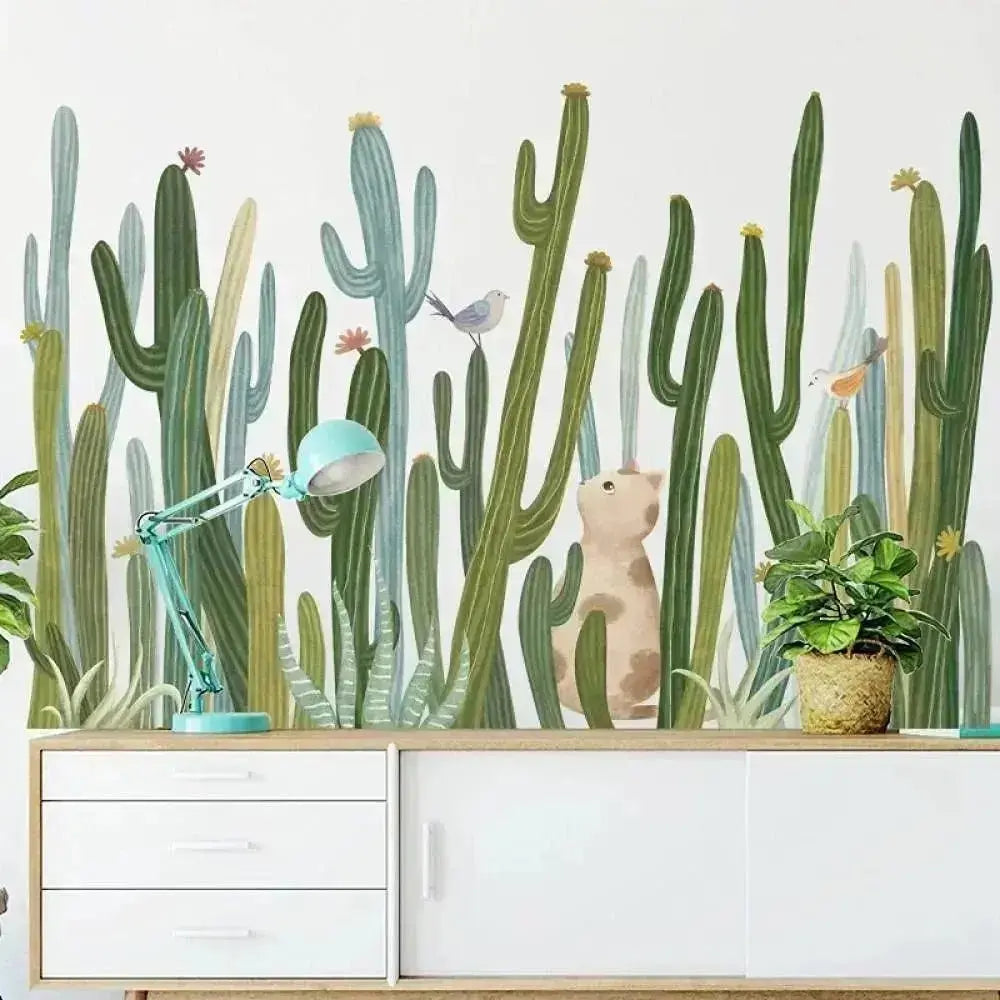 Desert Cactus and Wildlife Wallpaper Stickers for Nature - Inspired Decor - Easy do Wall do
