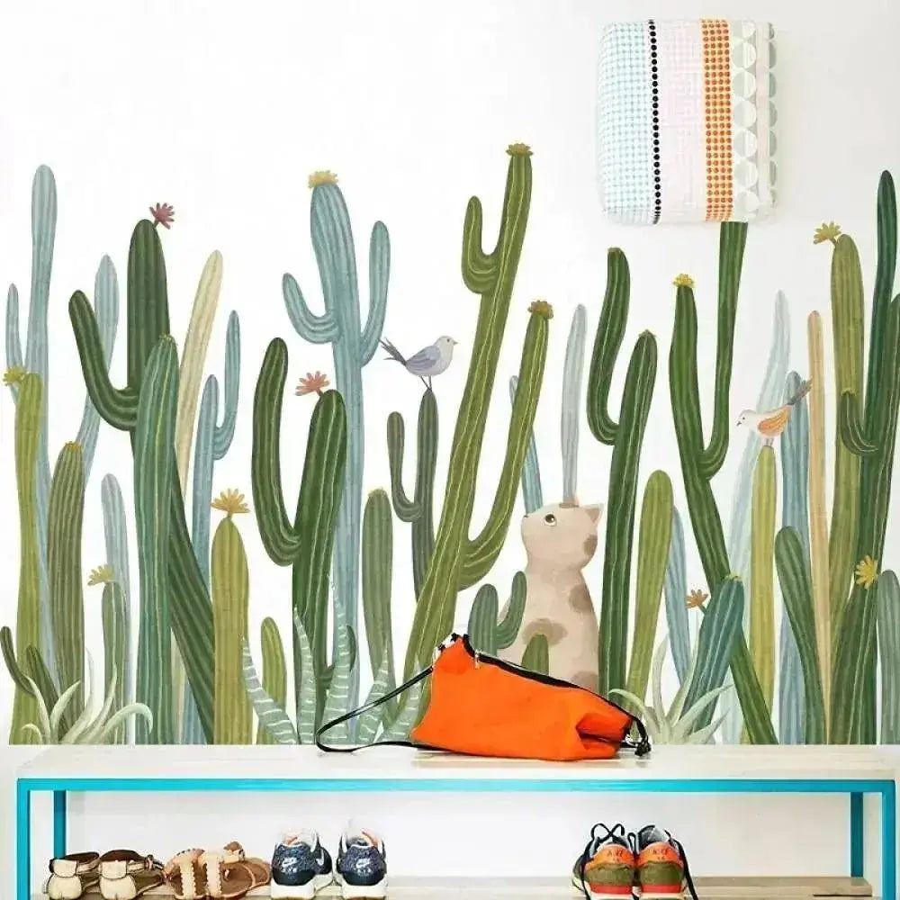 Desert Cactus and Wildlife Wallpaper Stickers for Nature - Inspired Decor - Easy do Wall do