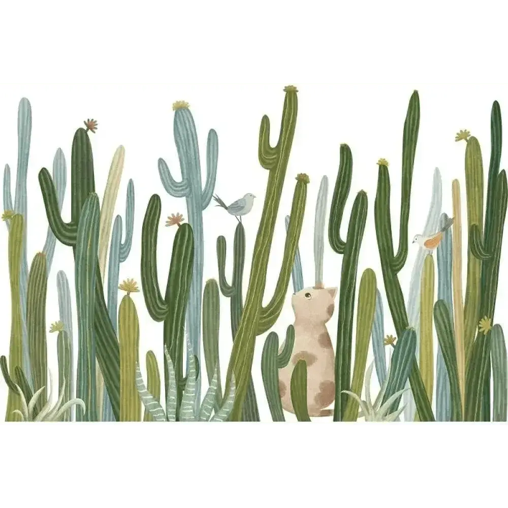 Desert Cactus and Wildlife Wallpaper Stickers for Nature - Inspired Decor - Easy do Wall do