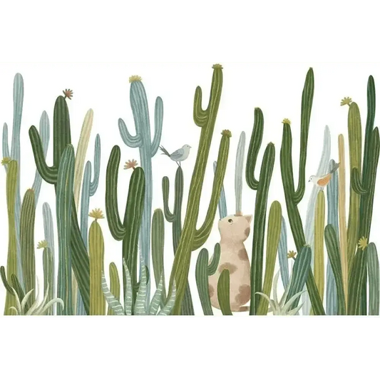Desert Cactus and Wildlife Wallpaper Stickers for Nature - Inspired Decor - Easy do Wall do