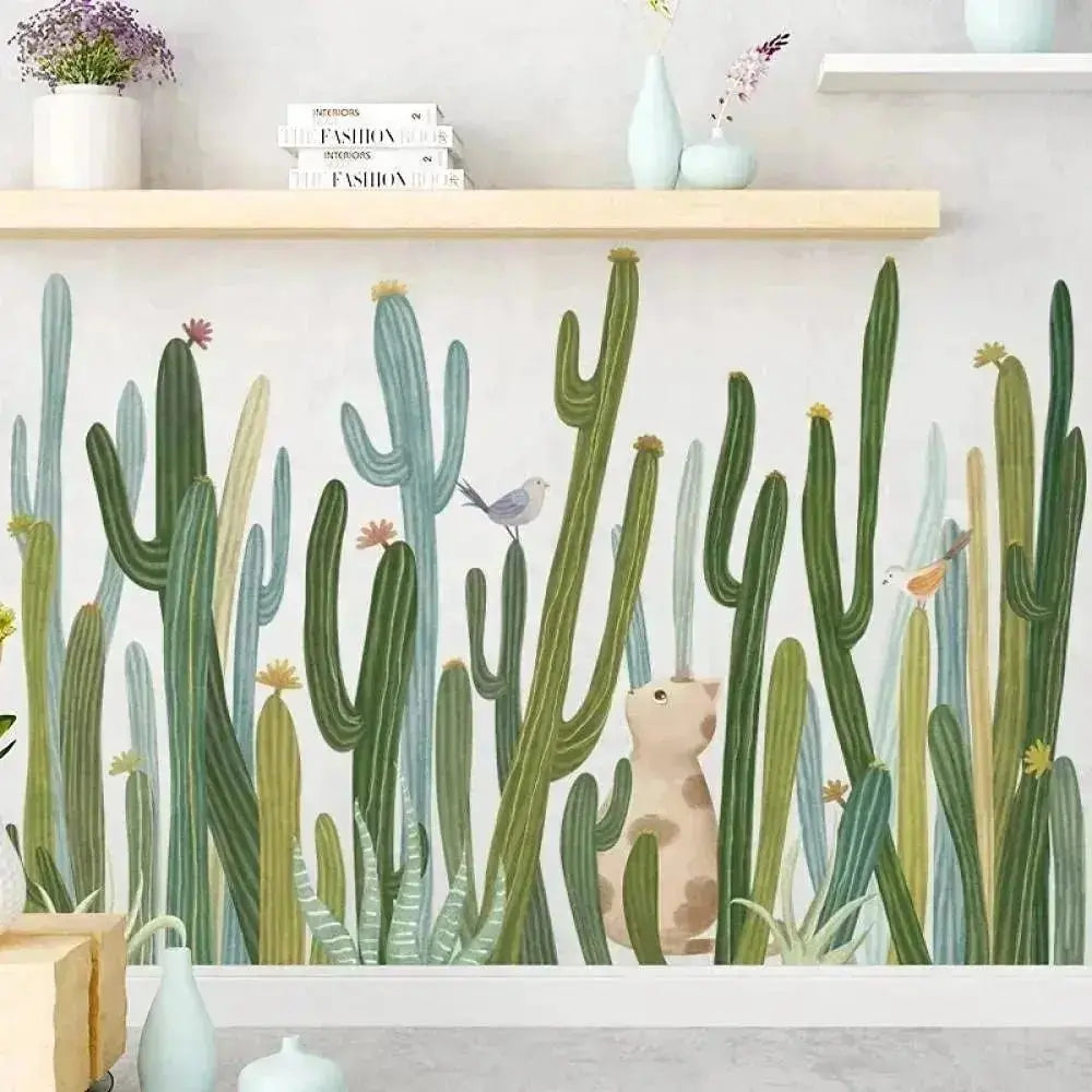 Desert Cactus and Wildlife Wallpaper Stickers for Nature - Inspired Decor - Easy do Wall do