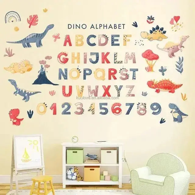 Dino Alphabet Wallpaper Stickers for Kids' Rooms - Easy do Wall do