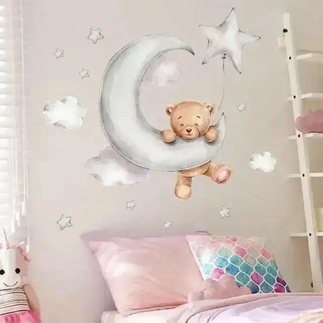 Dreamy Bear and Moon Wall Stickers for Kids' Rooms - Easy do Wall do