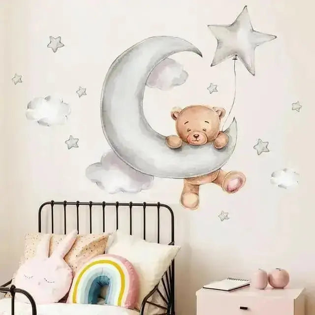 Dreamy Bear and Moon Wall Stickers for Kids' Rooms - Easy do Wall do
