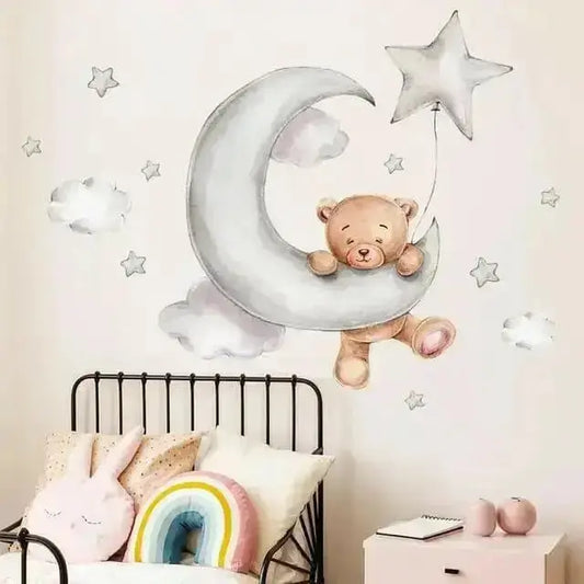 Dreamy Bear and Moon Wall Stickers for Kids' Rooms - Easy do Wall do
