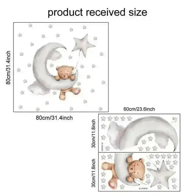 Dreamy Bear and Moon Wall Stickers for Kids' Rooms - Easy do Wall do
