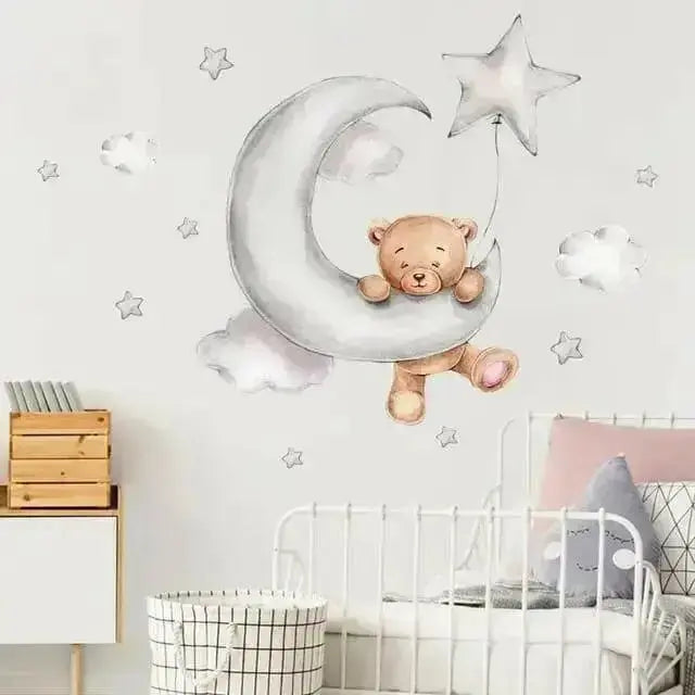 Dreamy Bear and Moon Wall Stickers for Kids' Rooms - Easy do Wall do
