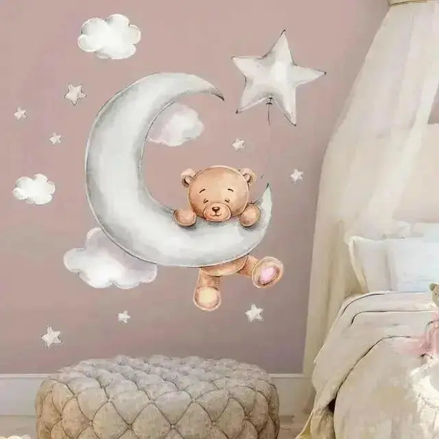 Dreamy Bear and Moon Wall Stickers for Kids' Rooms - Easy do Wall do