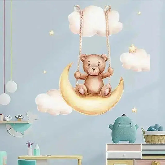 Dreamy Bear on the Moon Wall Stickers for Kids' Rooms - Easy do Wall do