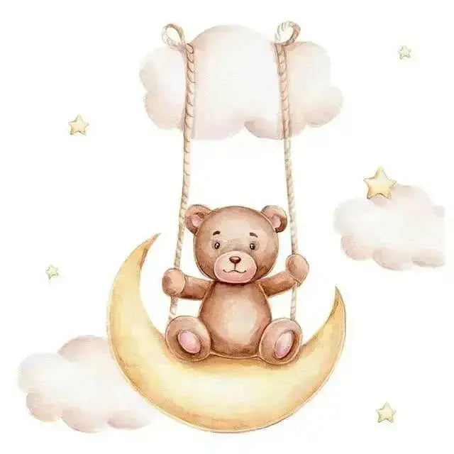 Dreamy Bear on the Moon Wall Stickers for Kids' Rooms - Easy do Wall do