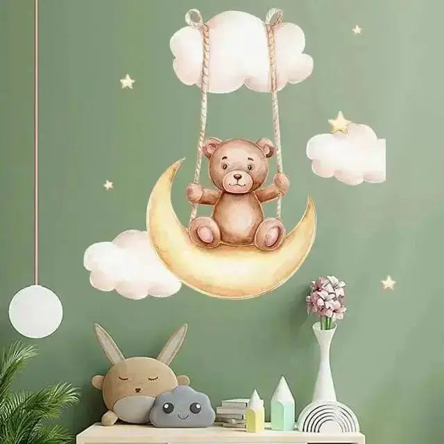 Dreamy Bear on the Moon Wall Stickers for Kids' Rooms - Easy do Wall do
