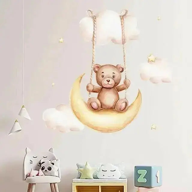 Dreamy Bear on the Moon Wall Stickers for Kids' Rooms - Easy do Wall do