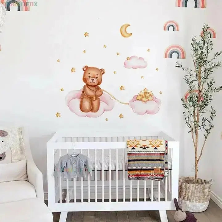 Dreamy Bear with Stars Wall Decals for Kids' Rooms - Easy do Wall do