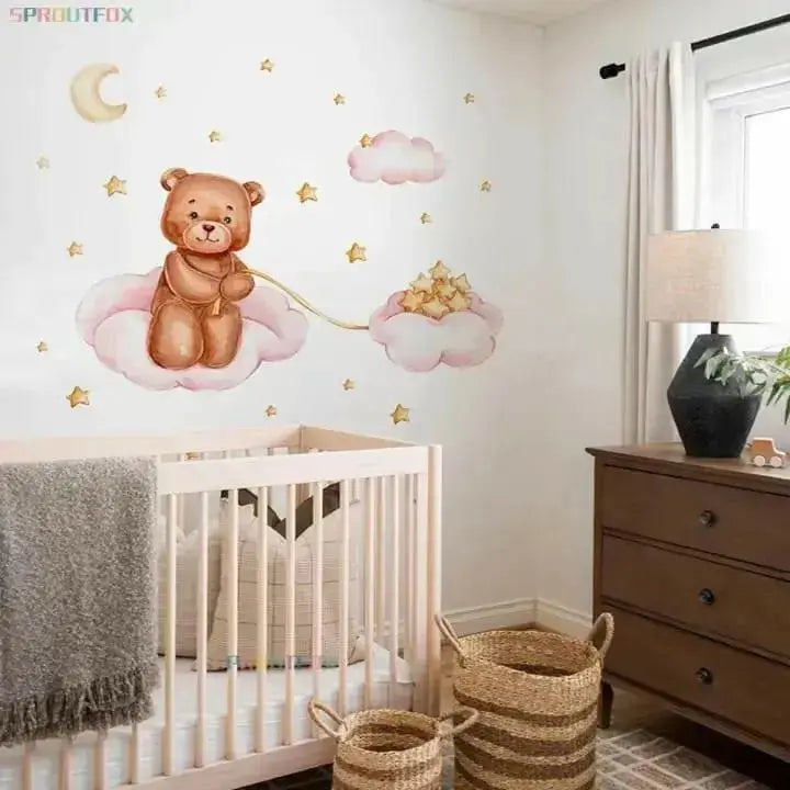 Dreamy Bear with Stars Wall Decals for Kids' Rooms - Easy do Wall do
