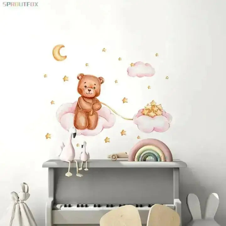 Dreamy Bear with Stars Wall Decals for Kids' Rooms - Easy do Wall do