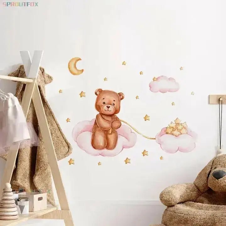 Dreamy Bear with Stars Wall Decals for Kids' Rooms - Easy do Wall do