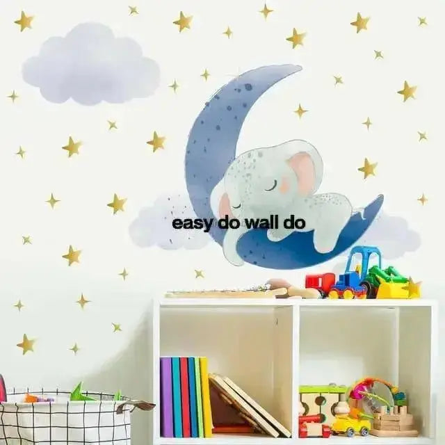 Dreamy Elephant and Moon Wall Stickers for Kids - Easy do Wall do