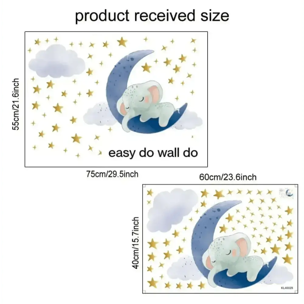 Dreamy Elephant and Moon Wall Stickers for Kids - Easy do Wall do