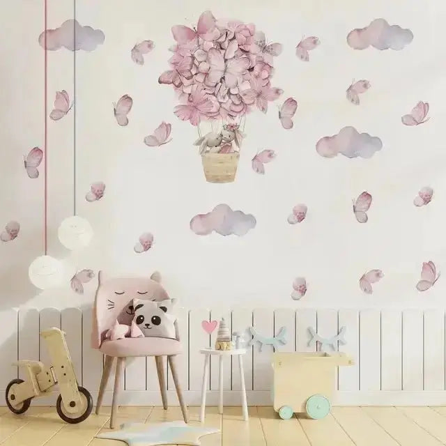 Dreamy Pink Hot Air Balloon Wall Stickers for kids room - Easy do Wall do