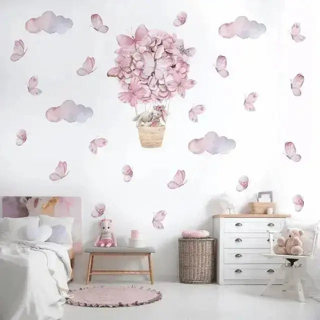 Dreamy Pink Hot Air Balloon Wall Stickers for kids room - Easy do Wall do