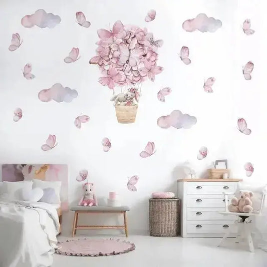 Dreamy Pink Hot Air Balloon Wall Stickers for kids room - Easy do Wall do