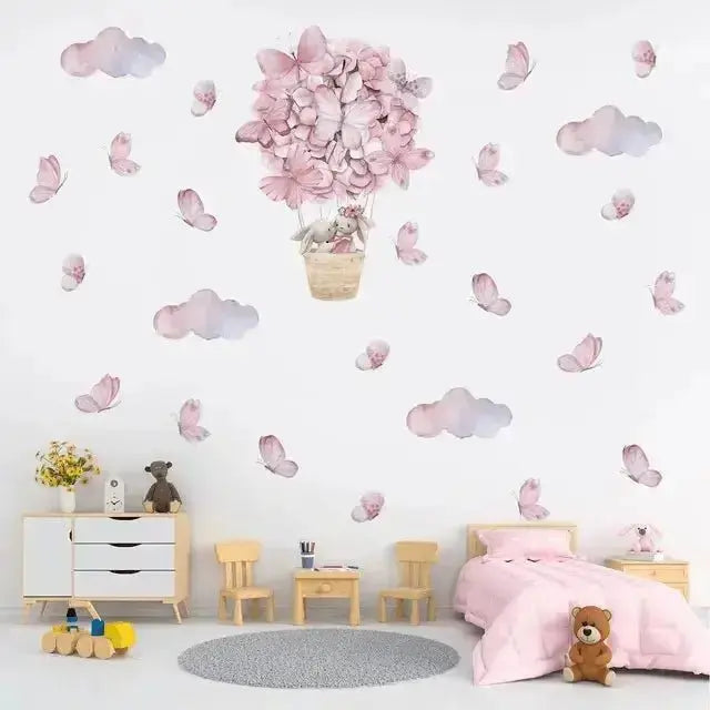 Dreamy Pink Hot Air Balloon Wall Stickers for kids room - Easy do Wall do