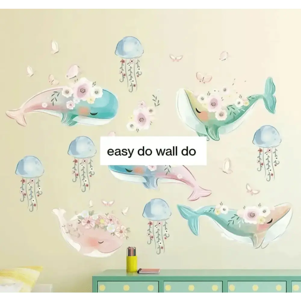 Dreamy Whale and Jellyfish Wall Stickers - Enchanting Ocean Decor - Easy do Wall do