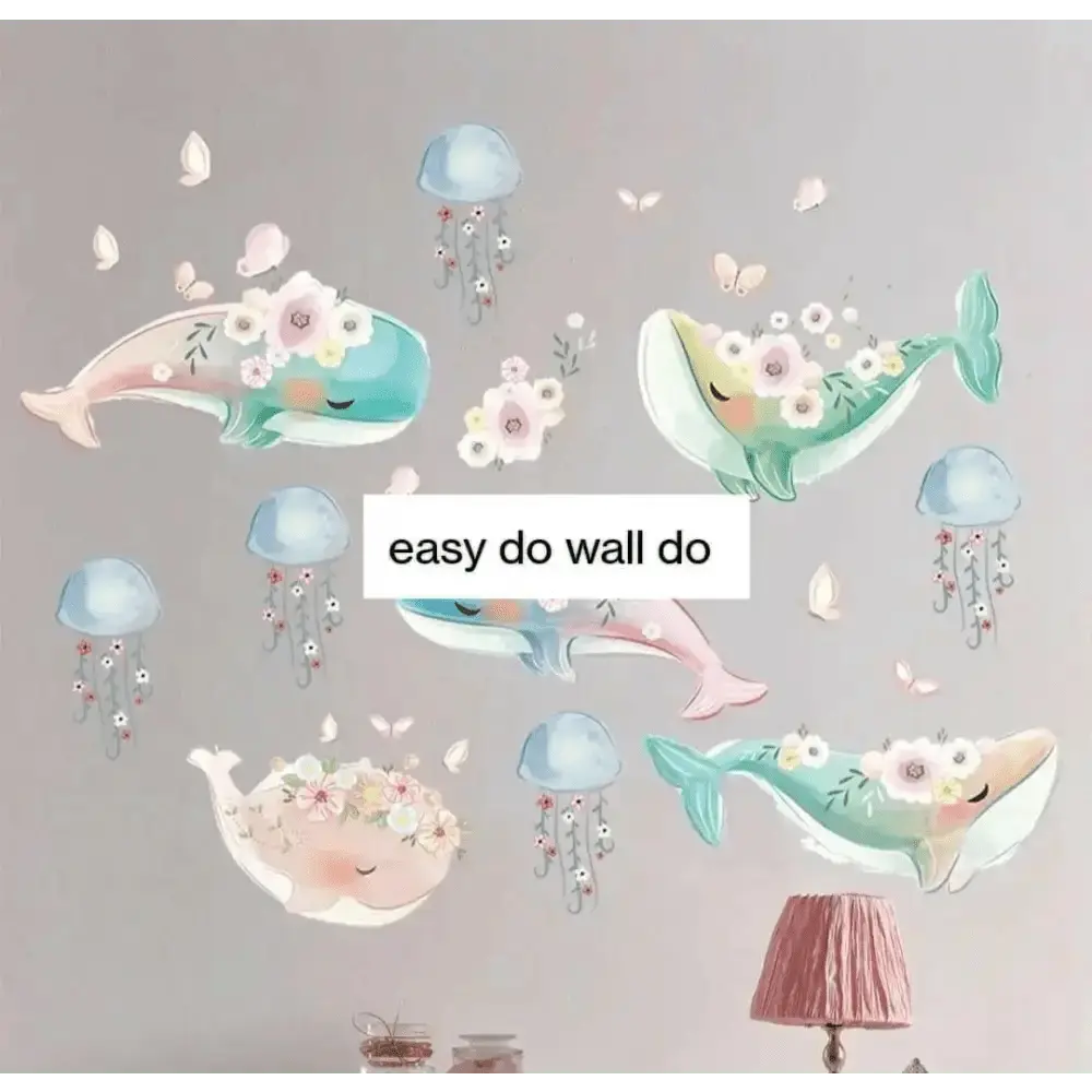 Dreamy Whale and Jellyfish Wall Stickers - Enchanting Ocean Decor - Easy do Wall do