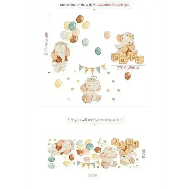 Elephant Wall Stickers - Playful and Adorable Decor - Easy do Wall do