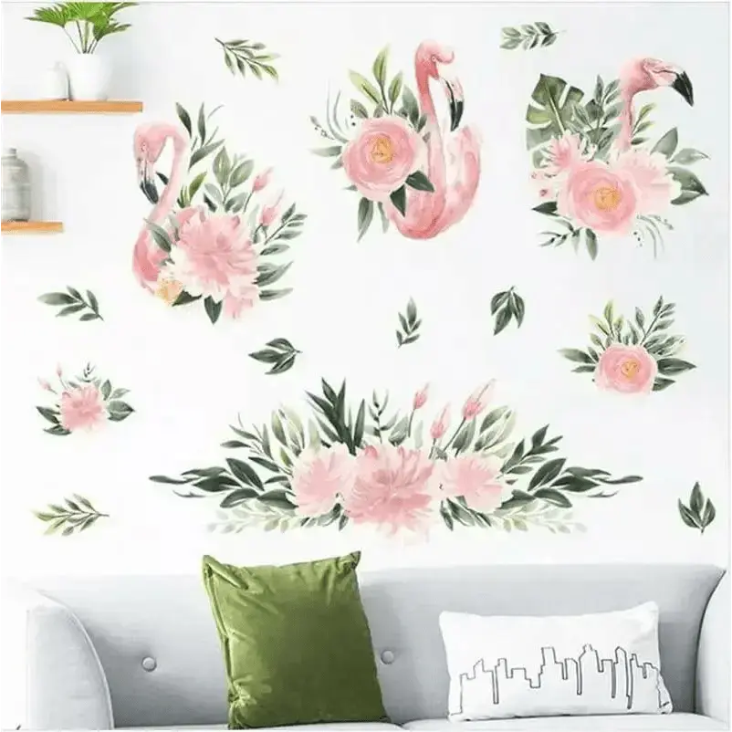 Flamingo & Floral Wall Stickers for Kids Rooms - Easy do Wall do