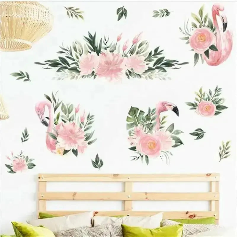 Flamingo & Floral Wall Stickers for Kids Rooms - Easy do Wall do