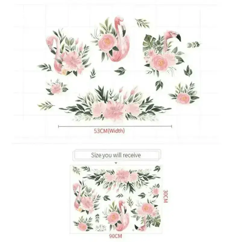 Flamingo & Floral Wall Stickers for Kids Rooms - Easy do Wall do