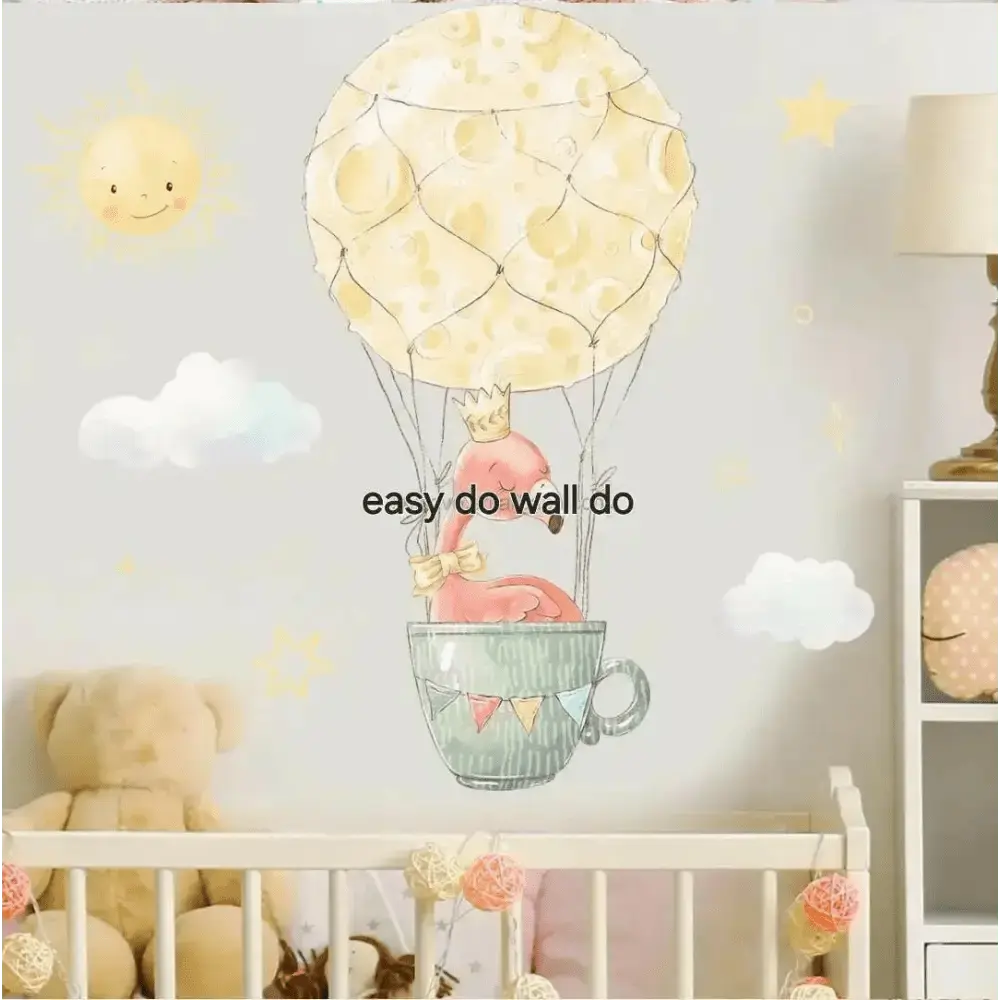 Flamingo Hot Air Balloon Wall Sticker - Whimsical Kids' Room Decor - Easy do Wall do