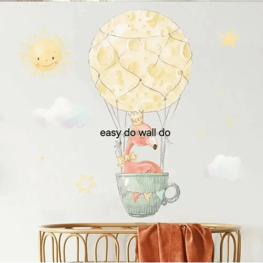 Flamingo Hot Air Balloon Wall Sticker - Whimsical Kids' Room Decor - Easy do Wall do