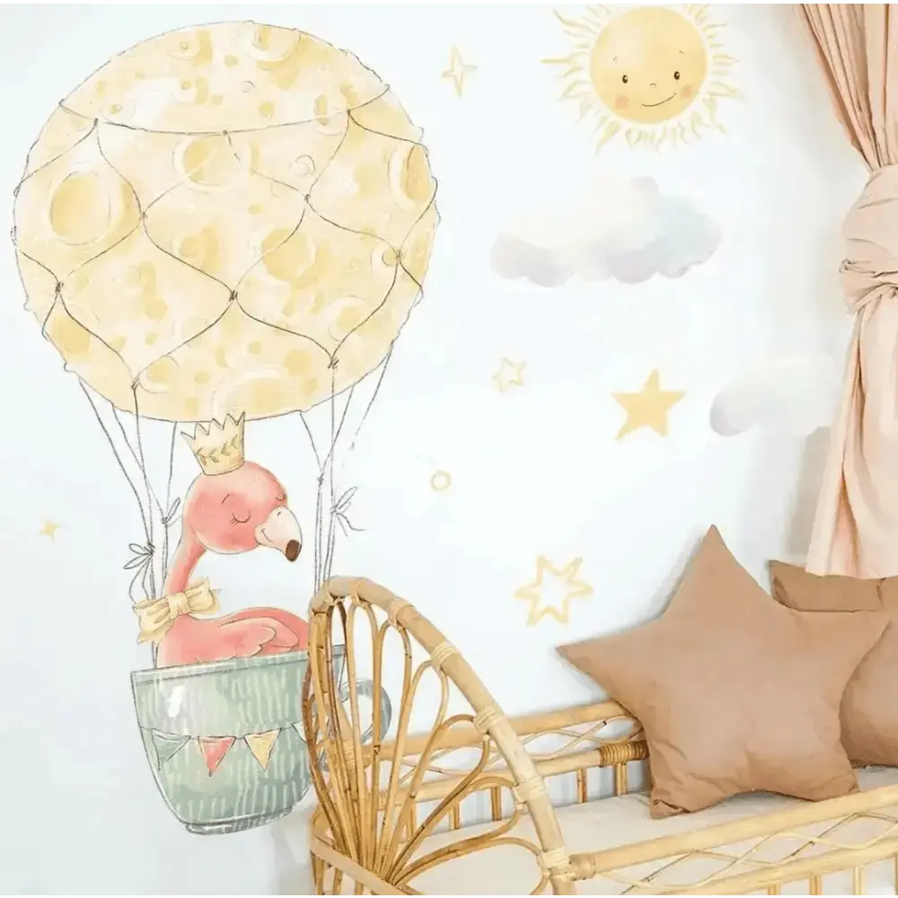 Flamingo Hot Air Balloon Wall Sticker - Whimsical Kids' Room Decor - Easy do Wall do