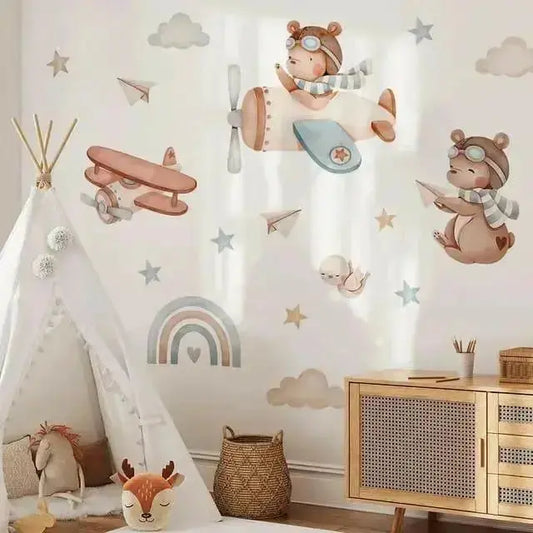 Flying Bear Wall Stickers - Whimsical Kids' Room Decor - Easy do Wall do