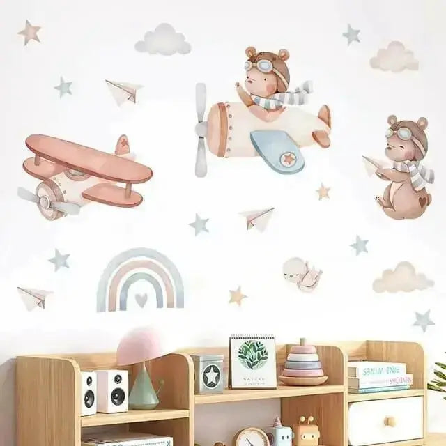 Flying Bear Wall Stickers - Whimsical Kids' Room Decor - Easy do Wall do